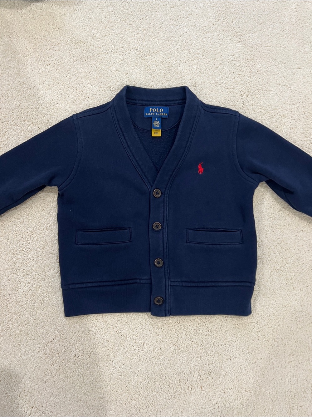 NWOT Polo by Ralph Lauren Navy Kids Cardigan with Red Polo Pony